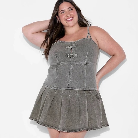 Wild Fable Women's Denim Buckle Corset Tank Top - Wild Fable™ Gray Wash - Picture 2 of 3